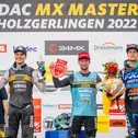 Das ADAC MX Masters Gesamt-Podium in Holzgerlingen (v.l.): Valentin Guillod, Max Nagl und Jordi Tixier