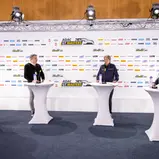 Frank Robens (Leiter Programmbereich Sport, Leiter Sportrechte & Sportmanagement, Mediengruppe RTL), Oliver Schablitzki (Senderchef NITRO), Hermann Tomczyk, ADAC Sportpräsident (Pressekonferenz ADAC GT Masters, Oschersleben), Kay-Oliver Langendorff (Leite