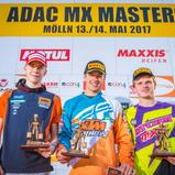 ADAC MX Masters, Mölln, Siegerehrung beim ADAC MX Youngster Cup v.l.n.r.: Glen Meier ( Dänemark / KTM / KTM Kosak Racing ), Tom Koch ( Deutschland / KTM / KTM Sarholz Racing Team ) und Martin Krc ( Tschechien / KTM / Sturm Racing Team )