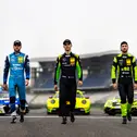 Ricardo Feller, Thomas Preining und Mirko Bortolotti (l-r) kämpfen um die DTM-Krone