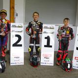 v.l.n.r.: James Rudolph, Alwin Munzert, David Kehl / ADAC Pocket Bike Cup / Wittgenborn