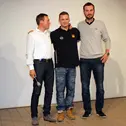 Jörg Schrott (Direktor Motorsport der ADAM Opel AG), Jari Huttunen und Andreas Bachmeier (Leiter Motorboot- und Automobilsport ADAC) 
