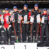 Das Podium des Sonntagsrennen in Assen