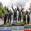 Das Podium am Mont Blanc (v.l.n.r.): Nemenich, Reiter, Carlberg, Carlberg, Rumeau, Amblard