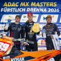 Das ADAC MX Masters Podium in Fürstlich Drehna (v.l.): Haavisto, van de Moosdijk, Koch