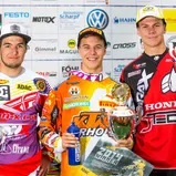 ADAC MX Masters, Aichwald, Siegerehrung v.l.n.r.: Vaclav Kovar ( KTM / Tschechien ), Henry Jacobi ( KTM / Deutschland ) und Thomas Kjer Olsen ( Honda / DŠnemark )