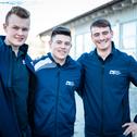 Die Förderpiloten (v.l.) Nick Loof (Rallye), Niklas Krütten (Formel) und Max Faude (Trial)