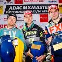ADAC MX Masters 2019, Fürstlich Drehna, Siegerehrung der ADAC MX Masters v.l.n.r.: Tanel Leok ( Estland / Yamaha / A1M Husqvarna ), Jens Gettemann ( Belgien / Kawasaki / Monster Energy Kawasaki Elf Team Pfeil ) und Dennis Ullrich ( Deutschland / Husqvarna