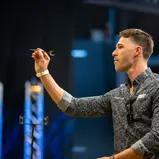 Kelvin van der Linde bei den German Darts Open in Jena