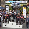ADAC Rallye Deutschland, Siegerehrung, Dani Sordo, Marc Marti, Hyundai Motorsport, Sebastien Ogier, Julien Ingrassia, Volkswagen Motorsport, Thierry Neuville, Nicolas Gilsoul