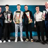 Dr. Hilmar Siebert (Vizepräsident ADAC e.V.), Philipp Gogollok, Enrico Förderer, Jay Mo Härtling, Emil Heyerdahl, Dr. Claudius Leibfritz (Vorstand ADAC SE), ADAC GT4 Germany Gala, Hockenheim