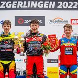 Tageswertung beim ADAC MX Juniorcup Cup 85 v.l.n.r.: Mick Kennedy ( Niederlande / KTM / Motocross AAD ), Gyan Doensen ( Niederlande / Husqvarna / Husqvarna SKS-Racing NL Team ) und Jayson Van Drunen ( Niederlande / Yamaha / SHR Motorsports-Yamaha Motor Eu