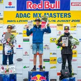 ADAC MX Masters, Lichtenvoorde, Siegerehrung, Brian Hsu (Suzuki / Deutschland), Sven van der Mierden (Husqvarna / Niederlande), Bas Vaessen (Suzuki / Niederlande)