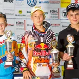 ADAC MX Masters, Aichwald, Siegerehrung v.l.n.r.: Mikkel Haarup ( KTM / Dänemark), Kim Savaste ( KTM / Finnland ) und Maurice Chanton ( KTM / Schweiz )