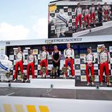 ADAC Rallye Deutschland, ADAC Sportpräsident Hermann Tomczyk, Klaus Bouillon (Saarländischer Minister Inneres, Bauen & Sport), Friedhelm Kissel (Rallye-Leiter), Toyota Gazoo Racing WRT, Sebastian Marschall, Kris Meeke, Martin Järveoja, Ott Tänak, Miikka A
