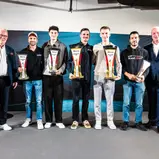 Dr. Hilmar Siebert (Vizepräsident ADAC e.V.), Hendrik Still, Philipp Gogollok, Jay Mo Härtling, Enrico Förderer, Gabriele Piana, Dr. Claudius Leibfritz (Vorstand ADAC SE), ADAC GT4 Germany Gala, Hockenheim