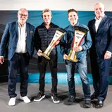 Dr. Hilmar Siebert (Vizepräsident ADAC e.V.), Laurenz Rühl, Damon Surzyshyn, Dr. Claudius Leibfritz (Vorstand ADAC SE), ADAC GT4 Germany Gala, Hockenheim