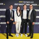 David Schumacher mit ADAC Motorsportchef Thomas Voss und ADAC Geschäftsführer Lars Soutschka