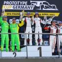 Siegerehrung: v.l.n.r. Jamie Winslow / Damian Ciosek (Inter Europol Competition), Marvin Dienst / Berkay Besler (Toksport WRT), Leonard Weiss / Torsten Kratz (Wochenspiegel Team Monschau)