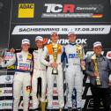 ADAC TCR Germany, Sachsenring, Siegerehrung,Junior Team Engstler, Luca Engstler, HP Racing, Harald Proczyk, Wolf-Power Racing 2, Mike Halder, AC 1927 Mayen e.V. im ADAC, Sheldon van der Linde