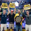 Laurin Heinrich, Sheldon van der Linde, Gabriel Clemens und Kelvin van der Linde (l-r) bei den German Darts Open in Jena 