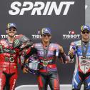 Die Top-3 des MotoGP-Sprintrennens: Francesco Bagnaia, Jorge Martín und Miguel Oliveira