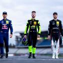 Ein Trio kämpft um die DTM-Meistertrophäe: Kelvin van der Linde, Mirko Bortolotti und Maro Engel (l-r)