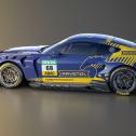 Einer der Mustang GT3 startet 2025 in den markanten Farben von Ravenol