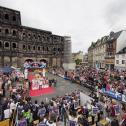 ADAC Rallye Deutschland, Siegerehrung, Porta Nigra, Thierry Neuville, Daniel Sordo, Mikko Hirvonen