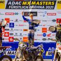 Tageswertung beim ADAC MX Junior Cup 125ccm v.l.n.r.: Maximilian Werner ( Deutschland / KTM / Kosak Racing Team ), Karlis Alberts Reisulis ( Lettland / Yamaha / Yamaha Europe MX125 MJC ) und Scott Smulders ( Niederlande / Husqvarna / No Fear-JUMBO-BT Raci
