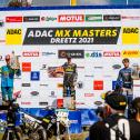 Gesamtsiegerehrung v.l.n.r.: Constantin Piller ( Deutschland / KTM / KOSAK-Racing Team ), Scott Smulders ( Niederlande / Husqvarna / No Fear-JUMBO-BT Racing Team ) und Karlis Alberts Reisulis ( Lettland / Yamaha / Yamaha Europe MX125 MJC ) beim ADAC MX Ju