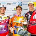 ADAC MX Masters, Aichwald, Siegerehrung v.l.n.r.: Vaclav Kovar ( KTM / Tschechien ), Henry Jacobi ( KTM / Deutschland ) und Thomas Kjer Olsen ( Honda / DŠnemark )