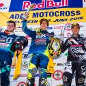 ADAC MX Masters, Bielstein, Siegerehrung, Dennis Ullrich ( Suzuki / Deutschland ), Jeremy Seewer ( Suzuki / Schweiz ) und Glenn Coldenhoff ( Suzuki / Niederlande )