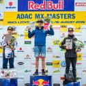 ADAC MX Masters, Lichtenvoorde, Siegerehrung, Brian Hsu (Suzuki / Deutschland), Sven van der Mierden (Husqvarna / Niederlande), Bas Vaessen (Suzuki / Niederlande)