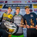 ADAC MX Masters 2019, ADAC MX Masters Mölln, Siegerehrung beim ADAC MX Youngster Cup v.l.n.r.: Mikkel Haarup ( Dänemark / Husqvarna / Rockstar IceOne Husqvarna Factory Racing ), Jeremy Sydow ( Deutschland / Husqvarna / DIGA-Procross Husqvarna ) und Bastia