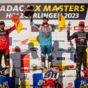 Tageswertung beim ADAC MX Masters v.l.n.r.: Maximilian Nagl ( Deutschland / Honda / KMP Honda Racing powered by Krettek ), Jordi Tixier ( Frankreich / Honda / KMP Honda Racing powered by Krettek ) und Tom Koch ( Deutschland / KTM / Kosak Racing Team )