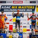 Tageswertung beim ADAC MX Junior Cup 125 v.l.n.r.: Vitezslav Marek ( Tschechien / KTM / Carmen KTM Racing Team ), Lyonel Reichl ( Schweiz / Husqvarna / MX-Handel Racing ) und Mads Fredsoe ( Dänemark / KTM / STURM STC Racing )