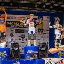 Die Sieger im ADAC MX Junior Cup 85 in Bielstein (v. l.): Árona Katona, Jarne Bervoets und Dani Heitink