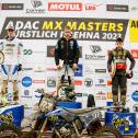 Tageswertung beim ADAC MX Junior Cup 125ccm v.l.n.r.: Kasimir Hindersson ( Finnland / KTM / Motivation Motorsport ), Janis Martins Reisulis ( Lettland / Yamaha / Hamstra MX Team ) und Gyan Doensen ( Niederlande / KTM / WZ-Racing ) beim ADAC MX Junior Cup