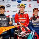 Tageswertung beim ADAC MX Junior Cup 125 v.l.n.r.: Aron Katona ( Ungarn / KTM / HTS Team ), Maximilian Ernecker ( Österreich / GasGas / F4E GASGAS Junior Racing ) und Jonathan Frank ( Deutschland / GasGas / BECKER Racing ) beim ADAC MX Junior Cup 125