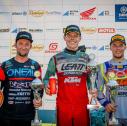 Das ADAC MX Masters Gesamtpodium in Jauer (v.l.): Max Nagl, Cornelius Töndel, Henry Jacobi