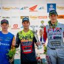 Tageswertung beim ADAC MX Youngster Cup v.l.n.r.: Martin Venhoda ( Tschechien / GasGas / Mefo Sport - Q-Racing Team ), Bence Pergel ( Ungarn / KTM / HTS KTM ) und Nico Greutmann ( Schweiz / Husqvarna / Cat Moto Bauerschmidt Husqvarna )