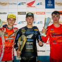 Tageswertung beim beim ADAC MX Junior Cup 125 v.l.n.r.: Dean Gregoire ( Niederlande / KTM / Schmicker Racing ), Jayson Van Drunen ( Niederlande / Yamaha / SHR Motorsports by Hartje ) und Vaclav Janout ( Tschechien / KTM )