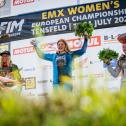 Das Podium der EMX Women in Tensfeld (v. l.): Fiona Hoppe, Lucy Barker, Tyra Bäckström