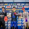 Tageswertung beim ADAC MX Youngster Cup v.l.n.r.: Quentin Prugnieres ( Frankreich / KTM / WZ‐RACING KTM ), Mads Fredsoe Sorensen ( Dänemark / Husqvarna / CAT MOTO BAUERSCHMIDT HUSQVARNA ) und Bradley Mesters ( Niederlande / KTM / KOSAK RACING TEAM )