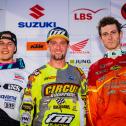 ADAC MX Masters, Fürstlich Drehna, Henry Jacobi ( Deutschland / Husqvarna / STC Racing ) beim ADAC MX Masters, Maximilian Nagl ( Deutschland / TM Racing ) und Jeffrey Dewulf ( Belgien / KTM / Motorshop Desmet-KTM )