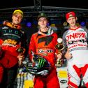 ADAC MX Masters 2018 , ADAC MX Masters Holzgerlingen  Tagessiegerehrung beim ADAC MX Masters v.l.n.r.: Jordi Tixier ( Frankreich / KTM ), Hunter Lawrence ( Australien / Honda / KMP-Honda-Racing ) und Jeremy Delince ( Belgien / Honda / KMP-Honda-Racing )