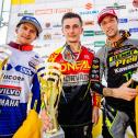 ADAC MX Masters 2018 , Möggers, Tageswertung beim ADAC MX Masters v.l.n.r.: Jeremy Seewer (Schweiz/Yamaha/Wilvo Yamaha Official MXGP Team), Bence Szvoboda (Ungarn/KTM/HTS Team) und Jens Getteman (Belgien/Kawasaki/Monster Energy Kawasaki Elf Team Pfeil)