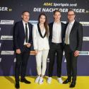 David Schumacher mit ADAC Motorsportchef Thomas Voss und ADAC Geschäftsführer Lars Soutschka