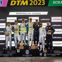 Das Podium vom zehnten Saisonrennen des ADAC GT Masters